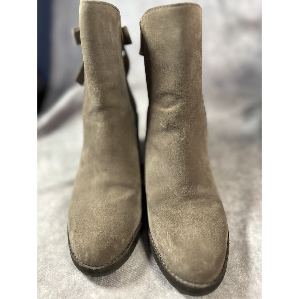 UGG Wylie Bow II Booties Womens 7 Taupe Suede Ankle Boots Heel 1018763